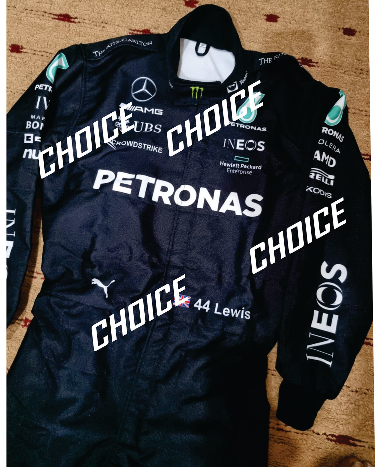 Mercedes Hamilton F1 Printed Suit 2023